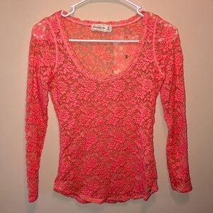 A&F Pale orange floral shirt